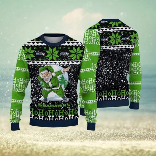 NFL Seattle Seahawks Santa Claus Ho Ho Ho Show Team Spirit Ugly Christmas Wool Knitted Swea
