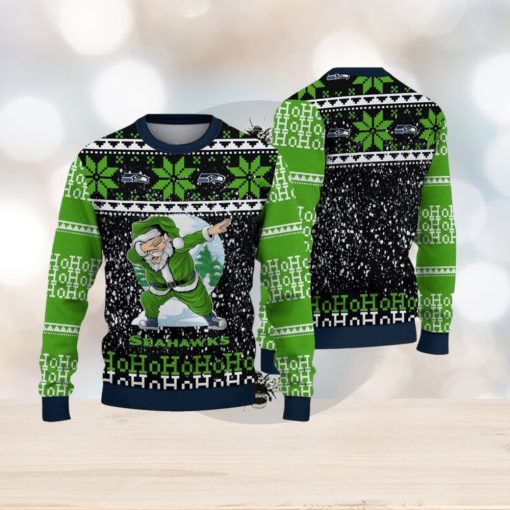 NFL Seattle Seahawks Santa Claus Ho Ho Ho Show Team Spirit Ugly Christmas Wool Knitted Swea