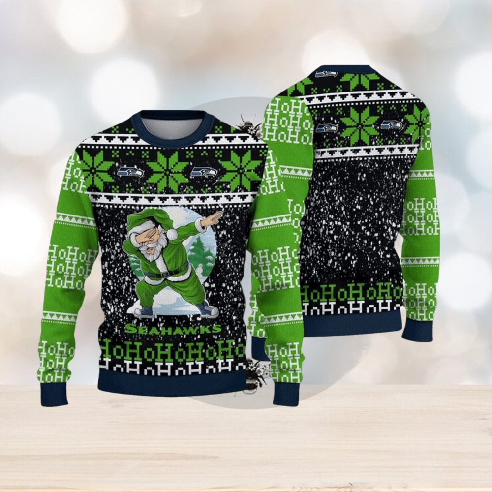 NFL Seattle Seahawks Santa Claus Ho Ho Ho Show Team Spirit Ugly Christmas Wool Knitted Swea NFL Seattle Seahawks Santa Claus Ho Ho Ho Show Team Spirit Ugly Christmas Wool Knitted Swea
