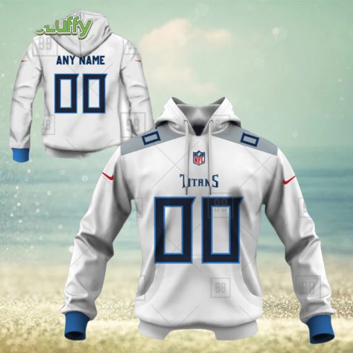 NFL Tennessee Titans Custom Name Number White Road Jersey Pullover Hoodie