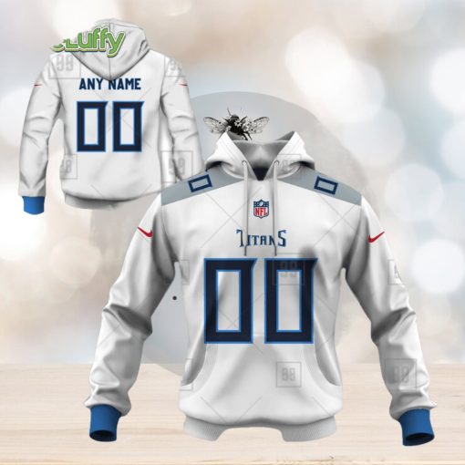 NFL Tennessee Titans Custom Name Number White Road Jersey Pullover Hoodie