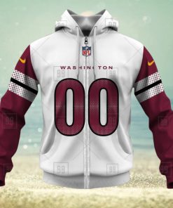 NFL Washington Commanders Custom Name Number White Road Jersey Zip Up Hoodie