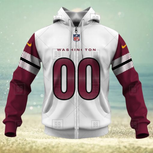 NFL Washington Commanders Custom Name Number White Road Jersey Zip Up Hoodie