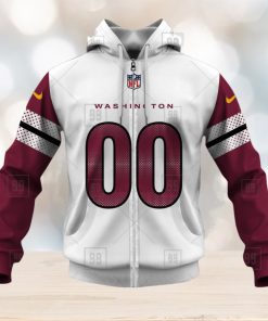 NFL Washington Commanders Custom Name Number White Road Jersey Zip Up Hoodie
