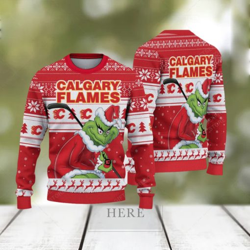 NHL Calgary Flames Ugly Sweater Grinch Christmas Sweater