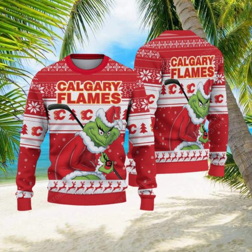 NHL Calgary Flames Ugly Sweater Grinch Christmas Sweater