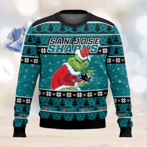 NHL San Jose Sharks Grinch 3D Christmas Sweater Ugly Christmas Sweater Christmas Gift Ideas