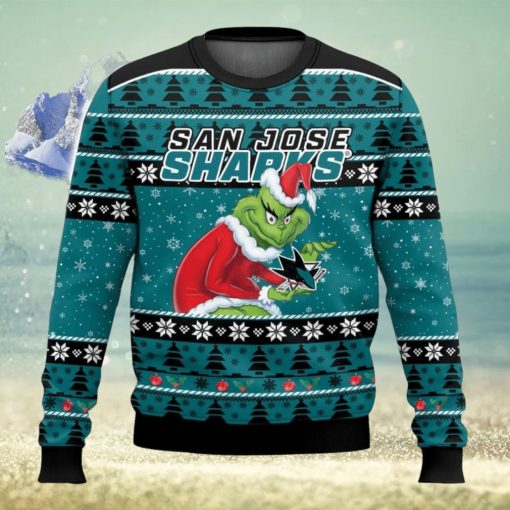 NHL San Jose Sharks Grinch 3D Christmas Sweater Ugly Christmas Sweater Christmas Gift Ideas