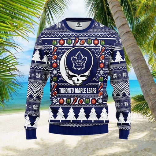 NHL Toronto Maple Leafs Ugly Sweater Grateful Dead Ugly Christmas Fleece Sweater