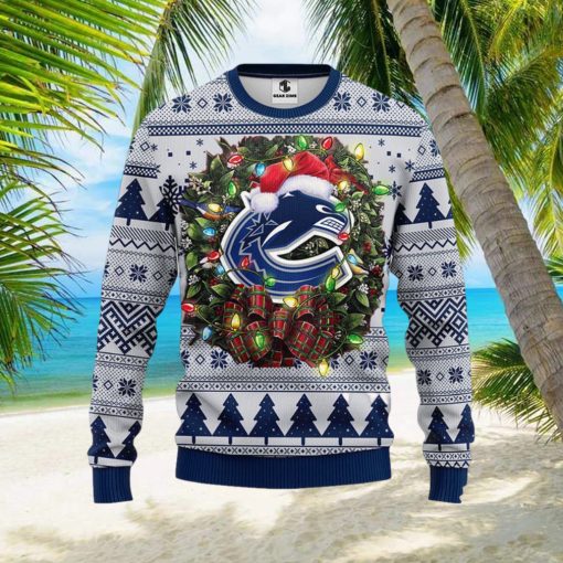 NHL Vancouver Canucks Ugly Sweater Christmas Wreath Ugly Sweater