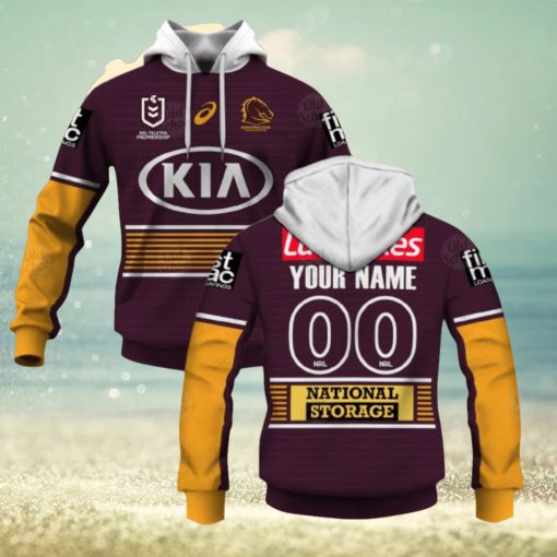 NRL Brisbane Broncos Custom Name Number 2021 Home Jersey Pullover Hoodie