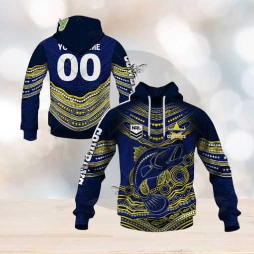 NRL North Queensland Cowboys Custom Name Number 2022 Indigenous Fishing Jersey Pullover Hoodie