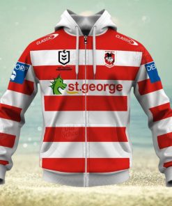 NRL St. George Illawarra Dragons Custom Name Number 2021 Heritage Jersey Zip Up Hoodie