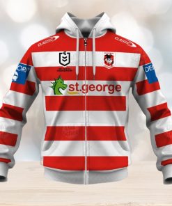 NRL St. George Illawarra Dragons Custom Name Number 2021 Heritage Jersey Zip Up Hoodie