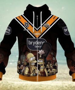 NRL Wests Tigers Custom Name Number x The Simpsons 2020 Halloween Jersey Zip Up Hoodie