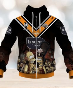 NRL Wests Tigers Custom Name Number x The Simpsons 2020 Halloween Jersey Zip Up Hoodie