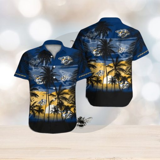 Nashville Predators Short Sleeve Button Up Tropical Shirt Hawaiian Shirt