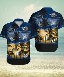 Nashville Predators Short Sleeve Button Up Tropical Shirt Hawaiian Shirt