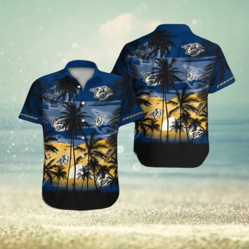 Nashville Predators Short Sleeve Button Up Tropical Shirt Hawaiian Shirt