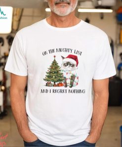 Naughty List I Regret Nothing Funny Christmas Cat Classic T Shirt