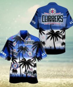 Nba Los Angeles Clippers Blue White Palm Tree Trendy Hawaiian Shirt Aloha Shirt