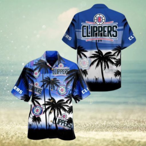 Nba Los Angeles Clippers Blue White Palm Tree Trendy Hawaiian Shirt Aloha Shirt