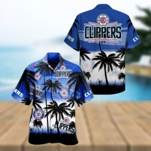 Nba Los Angeles Clippers Blue White Palm Tree Trendy Hawaiian Shirt Aloha Shirt