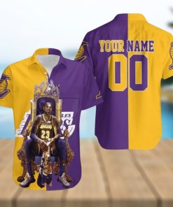 Nba Los Angeles Lakers Custom Name Number Golden Purple Lebron James 23 Trendy Hawaiian Shirt V4 Aloha Shirt