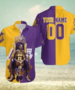 Nba Los Angeles Lakers Custom Name Number Golden Purple Lebron James 23 Trendy Hawaiian Shirt V4 Aloha Shirt