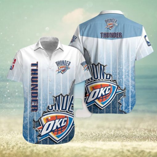 Nba Oklahoma City Thunder Bright Blue Scratch Trendy Hawaiian Shirt Aloha Shirt