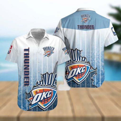 Nba Oklahoma City Thunder Bright Blue Scratch Trendy Hawaiian Shirt Aloha Shirt