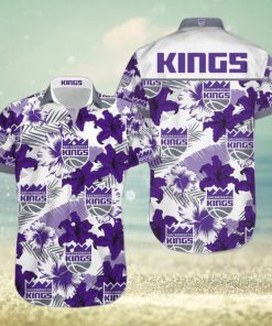 Nba Sacramento Kings Purple Tropical Flowers Trendy Hawaiian Shirt V3 Aloha Shirt