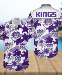 Nba Sacramento Kings Purple Tropical Flowers Trendy Hawaiian Shirt V3 Aloha Shirt