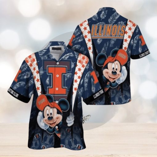 Ncaa Illinois Fighting Illini Mickey Mouse Trendy Hawaiian Shirt Aloha Shirt