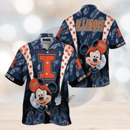 Ncaa Illinois Fighting Illini Mickey Mouse Trendy Hawaiian Shirt