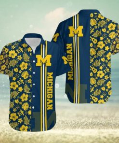 Ncaa Michigan Wolverines Maize Flowers Blue Trendy Hawaiian Shirt Aloha Shirt