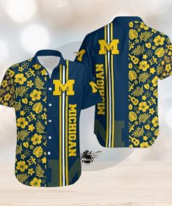 Ncaa Michigan Wolverines Maize Flowers Blue Trendy Hawaiian Shirt Aloha Shirt