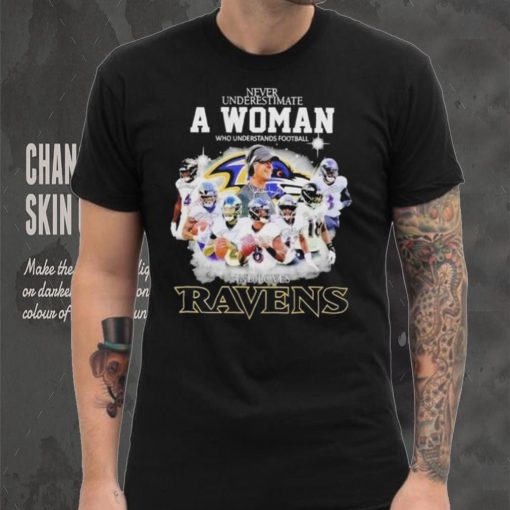 Never Underestimate A Woman Who Understands Football And Loves Baltimore Ravens Signatures shirt