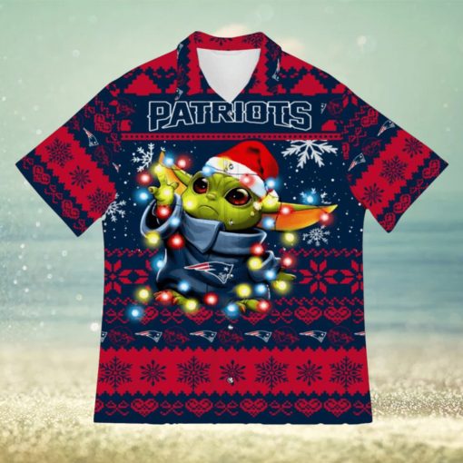 New England Patriots Baby Yoda Star Wars Sports Football Christmas Pattern 3D Hawaiian Shirt