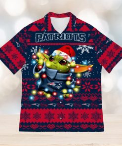 New England Patriots Baby Yoda Star Wars Sports Football Christmas Pattern 3D Hawaiian Shirt