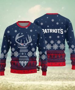 New England Patriots Logo Knitted Reindeer Ugly Christmas Sweater