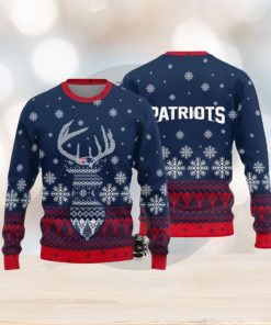 New England Patriots Logo Knitted Reindeer Ugly Christmas Sweater