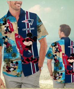 New England Patriots Mickey Name Personalized Short Sleeve Button Up Tropical Hawaiian Shirt