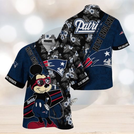 New England Patriots NFL Summer Hawaii Shirt Mickey And Floral Pattern For Sports Fans