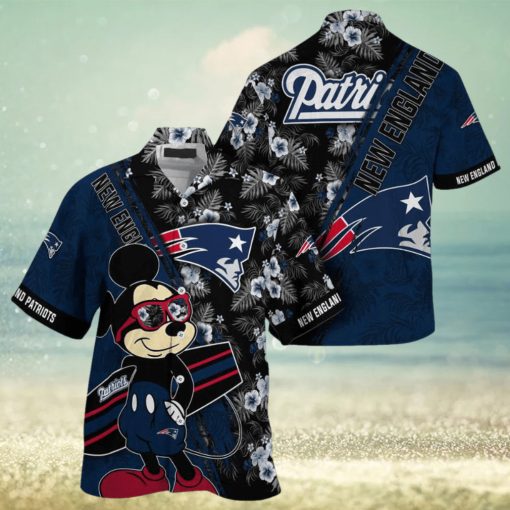 New England Patriots NFL Summer Hawaii Shirt Mickey And Floral Pattern For Sports Fans