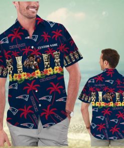 New England Patriots Name Personalized Short Sleeve Button Up Tropical Hawaiian Shirt