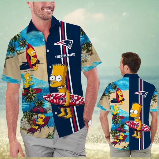 New England Patriots Simpsons Hawaiian Short Sleeve Tropical Shirt