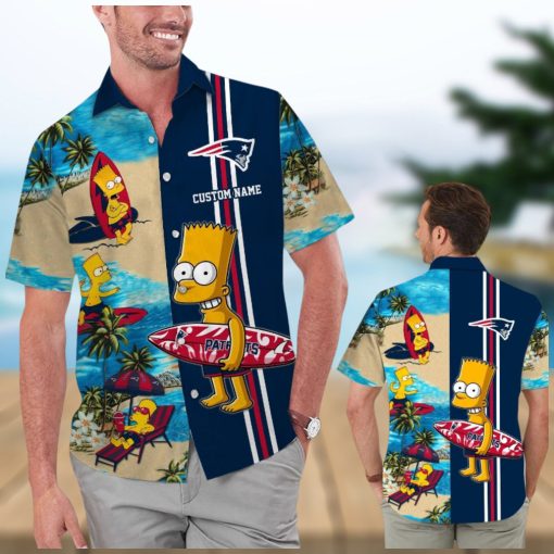 New England Patriots Simpsons Hawaiian Short Sleeve Tropical Shirt