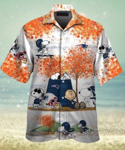 New England Patriots Snoopy Autumn Short Sleeve Button Up Tropical Hawaiian Shirt