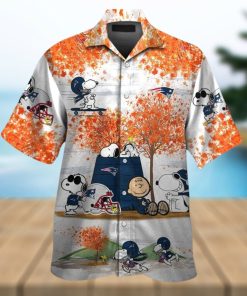 New England Patriots Snoopy Autumn Short Sleeve Button Up Tropical Hawaiian Shirt